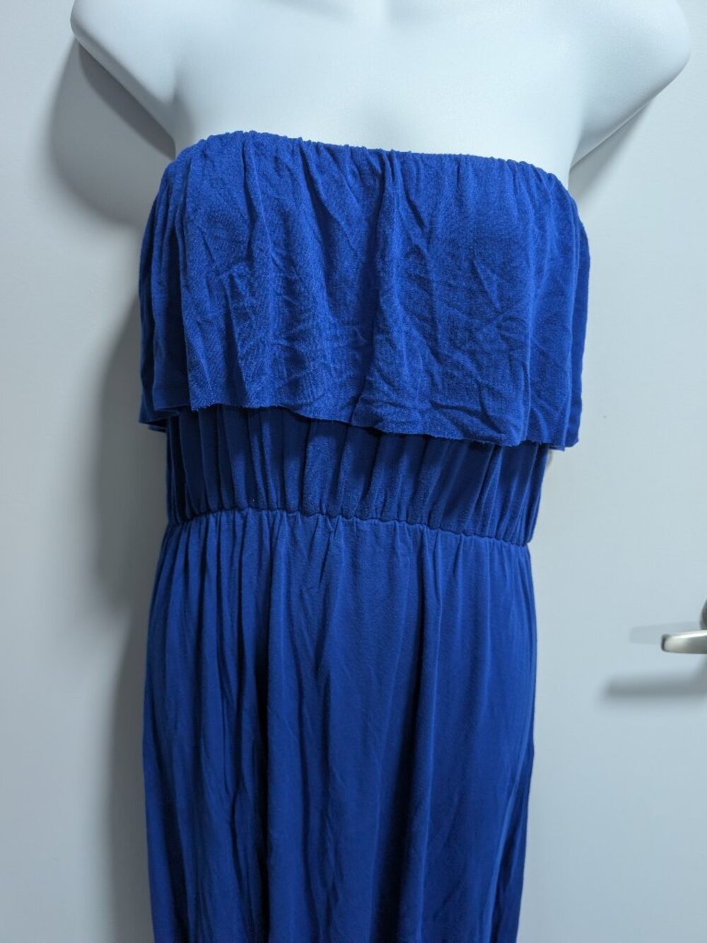 Blue Strapless High-Low Maxi Dress - Picture 4 of 7